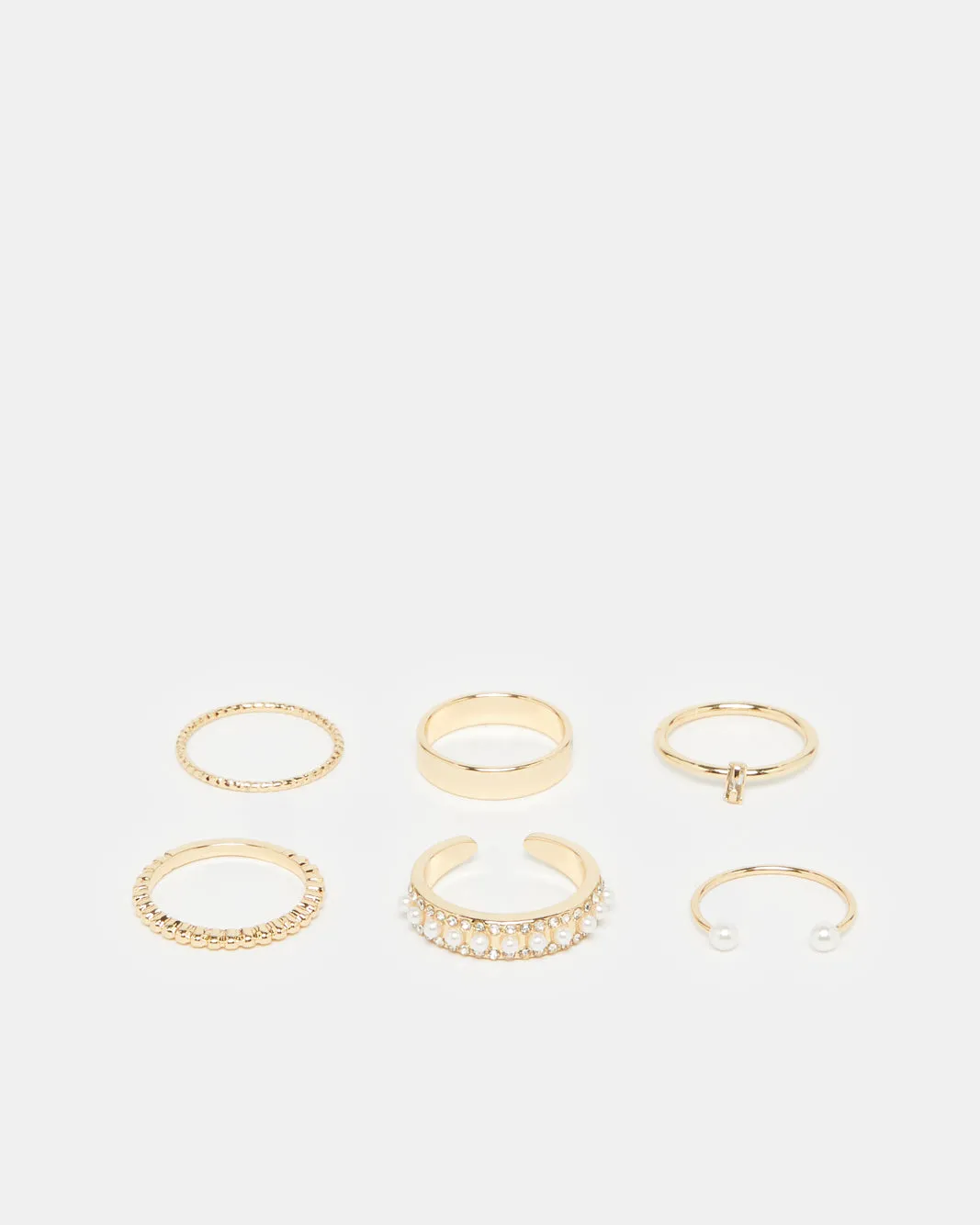 Women Gold Embellished Ring Set (Pack of 6) sold by Redtag