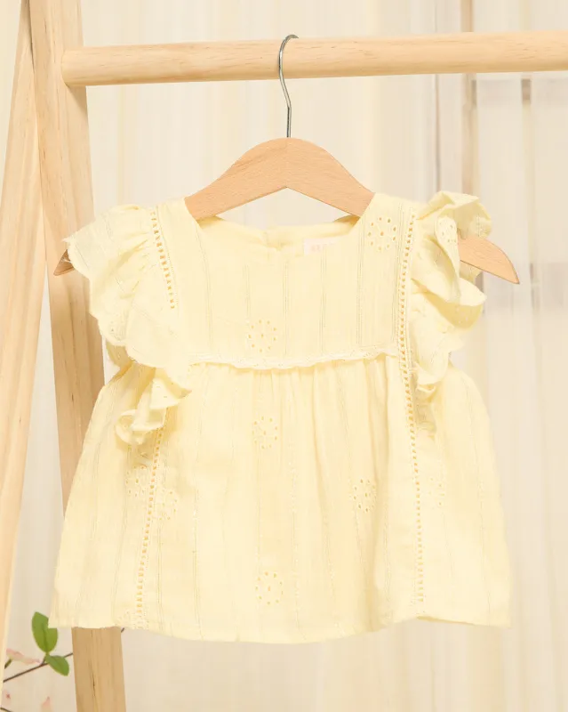 Girls Yellow Schiffly With Lurex Blouse sold by Redtag