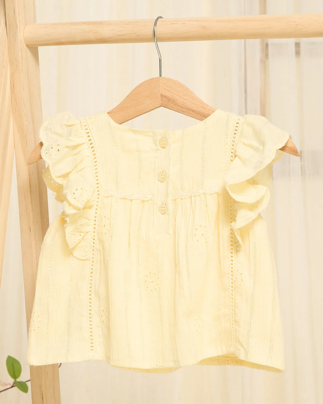 Girls Yellow Schiffly With Lurex Blouse sold by Redtag product image thumbnail 4