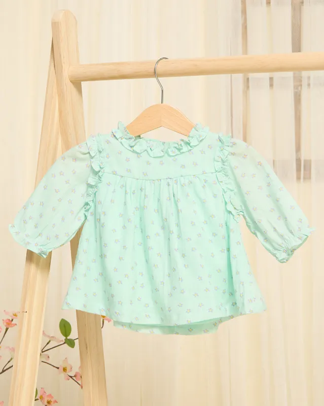 Girls Mint All Over Printed Blouse sold by Redtag