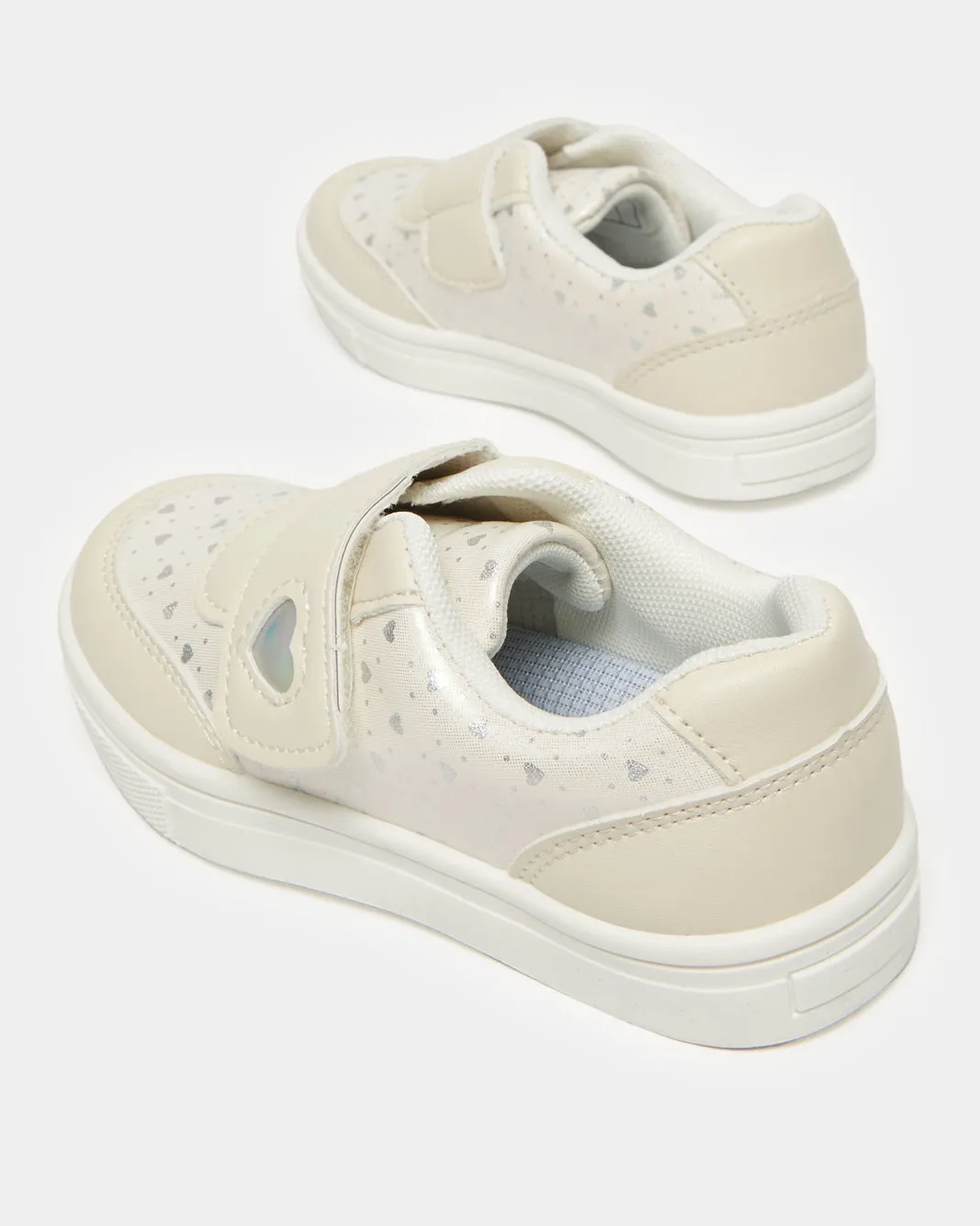 Girls Beige Heart Embellished Sneakers sold by Redtag product image thumbnail 4