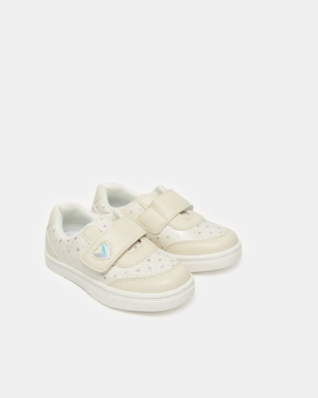 Girls Beige Heart Embellished Sneakers sold by Redtag product image thumbnail 2