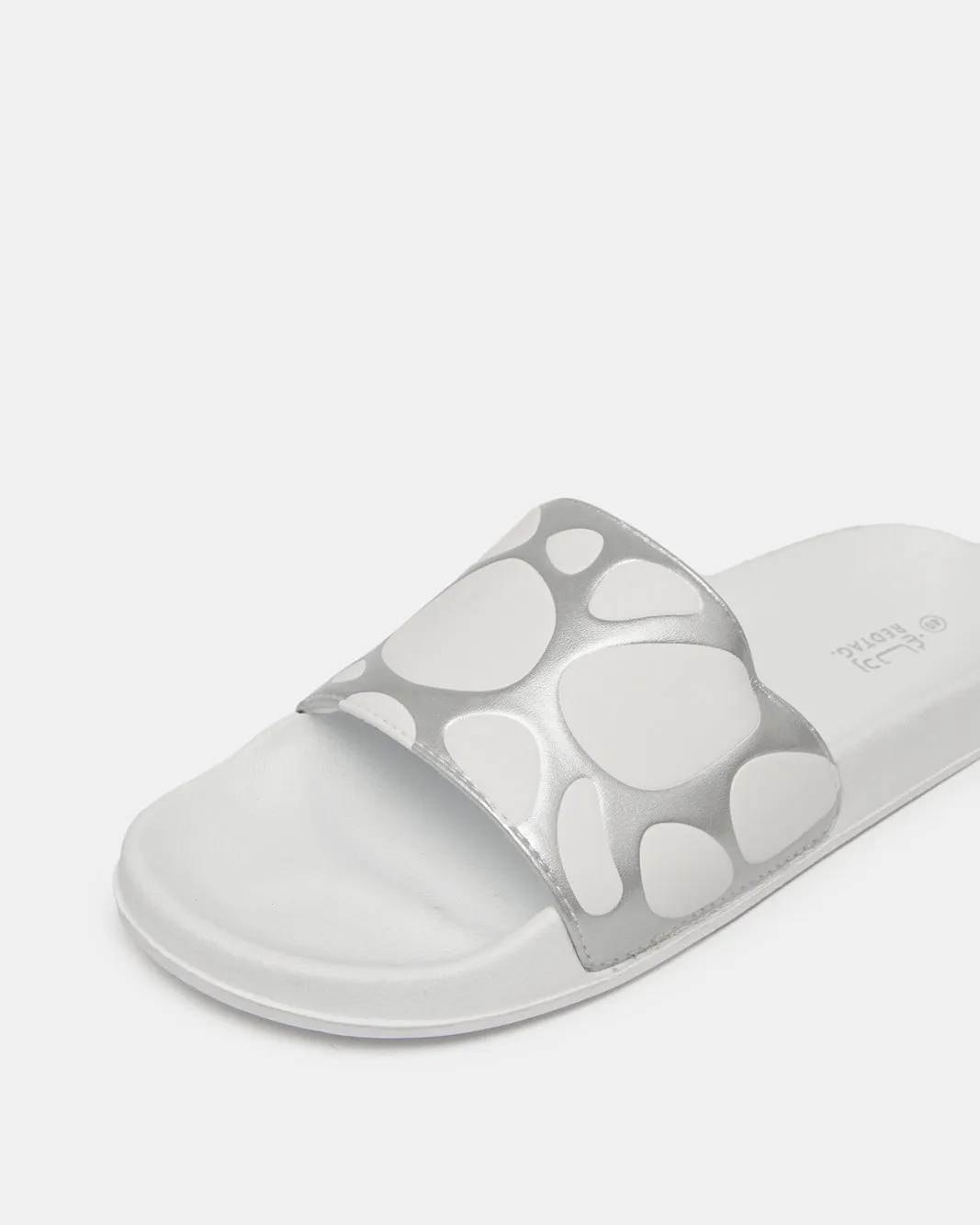 Women White And Sliver Printed Slide sold by Redtag product image thumbnail 3