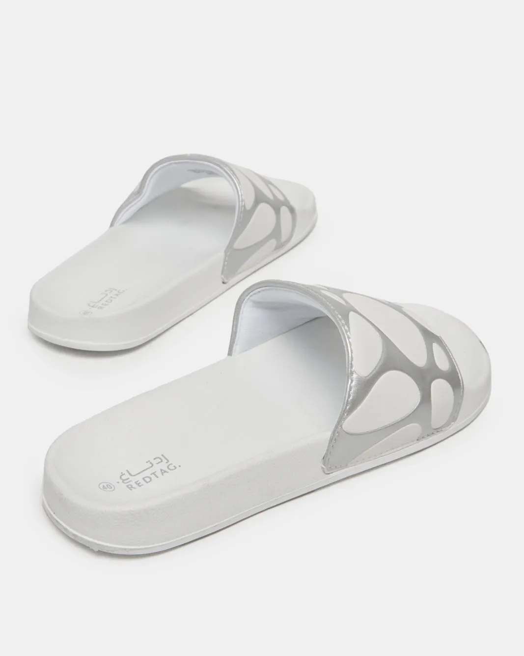 Women White And Sliver Printed Slide sold by Redtag product image thumbnail 4
