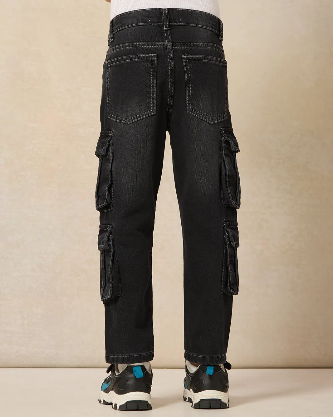 Boys Junior Charcoal Cargo Pocket Jeans sold by Redtag product image thumbnail 3