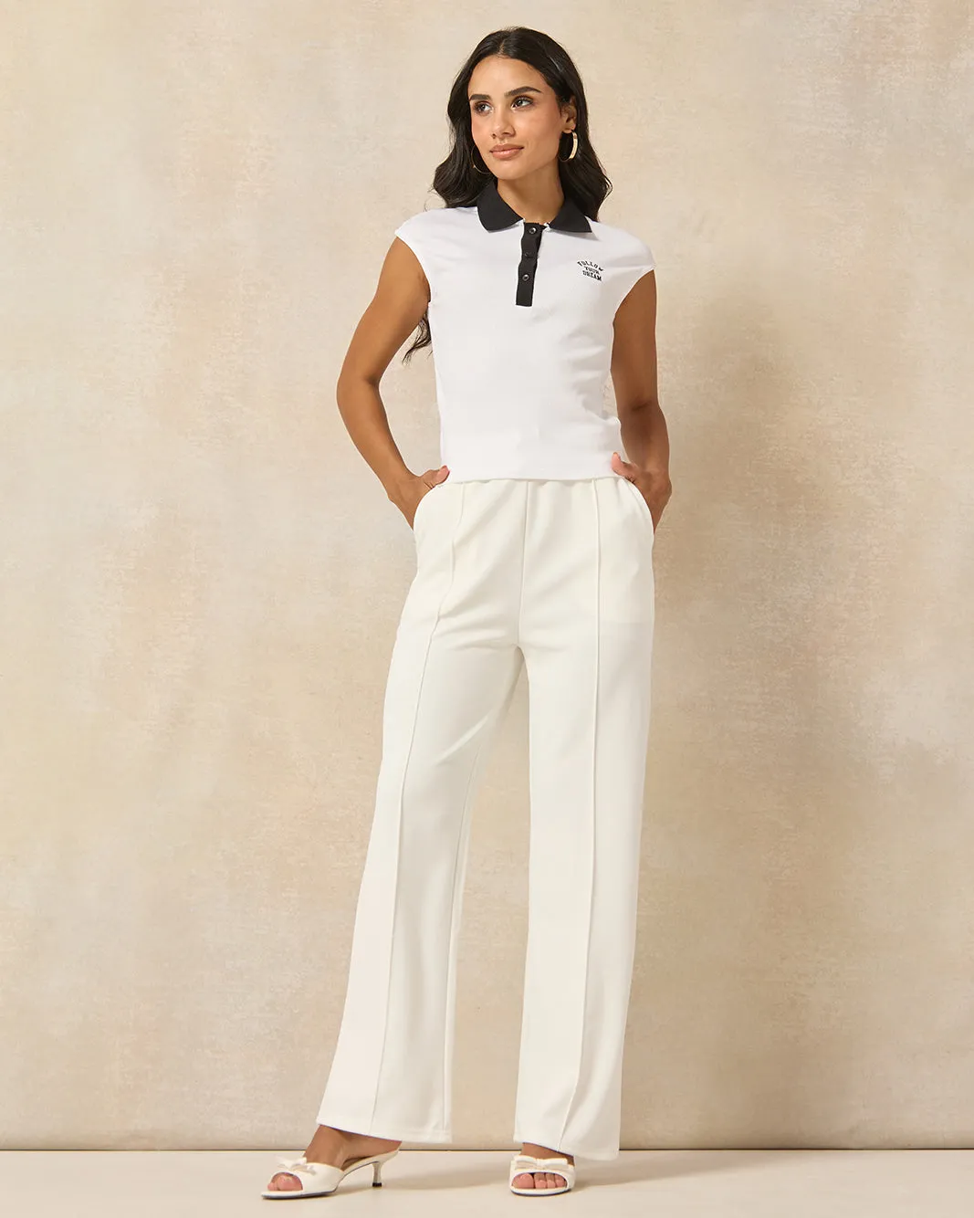 Women Ivory Elasticated Waist Wide Leg Trouser sold by Redtag product image thumbnail 2