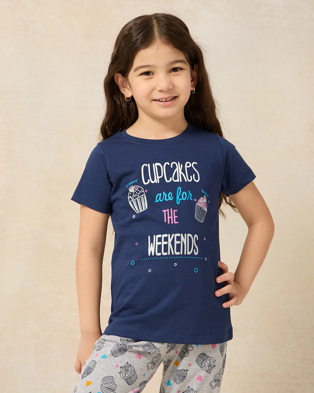 Girls Navy And Grey Printed Pyjama Set (2 Piece) sold by Redtag product image thumbnail 2