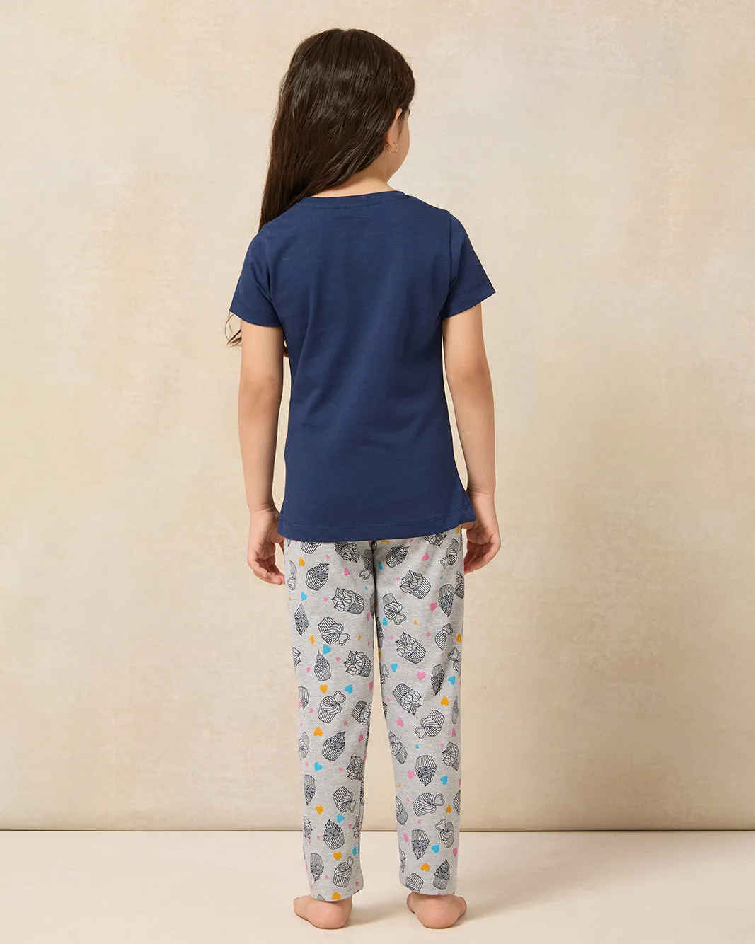 Girls Navy And Grey Printed Pyjama Set (2 Piece) sold by Redtag product image thumbnail 4