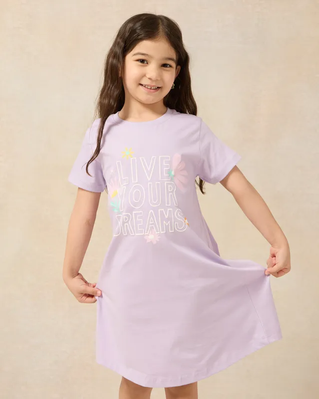 Girls Lilac Floral Placement Print Nightdress sold by Redtag