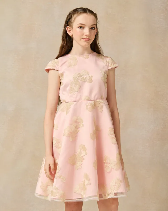 Senior Girls Peach And Gold Embellished Dress sold by Redtag