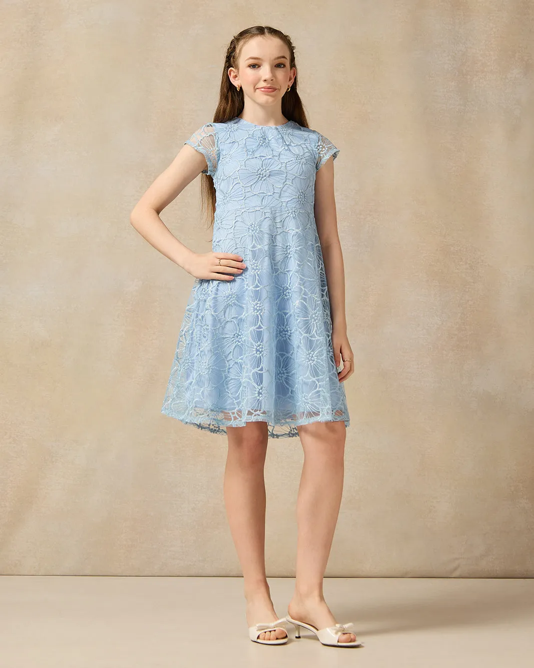 Senior Girls Blue Lace Dress sold by Redtag product image thumbnail 2