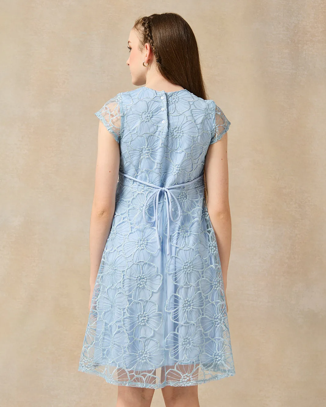 Senior Girls Blue Lace Dress sold by Redtag product image thumbnail 3