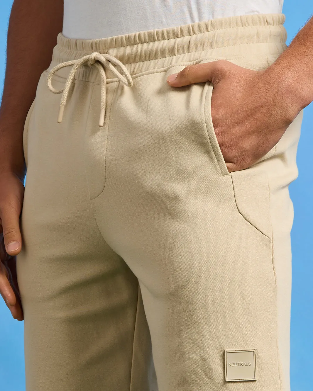 Men Beige Solid Lounge Short sold by Redtag product image thumbnail 4