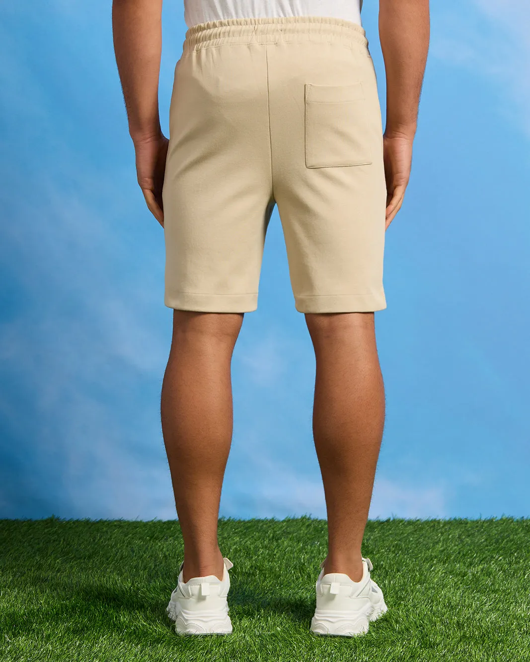 Men Beige Solid Lounge Short sold by Redtag product image thumbnail 3
