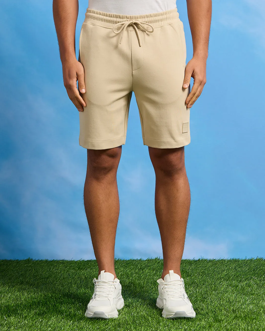Men Beige Solid Lounge Short sold by Redtag product image thumbnail 2