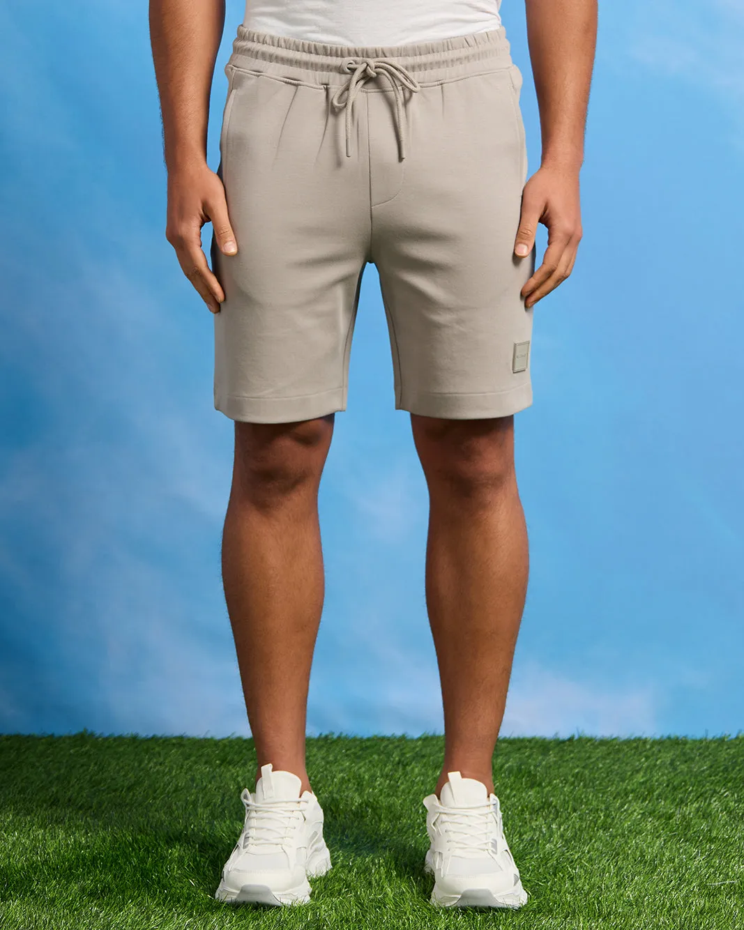 Men Grey Solid Lounge Short sold by Redtag