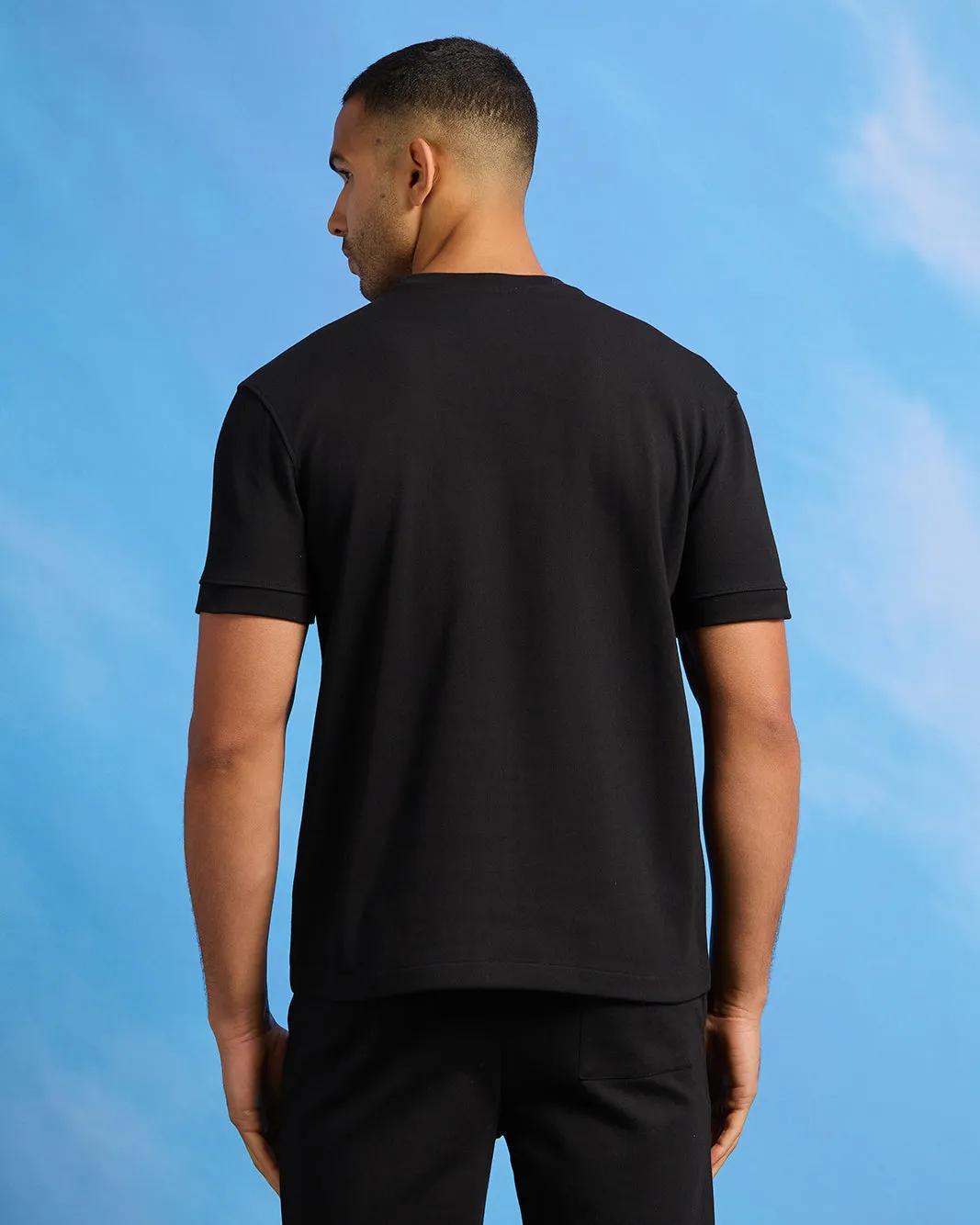 Men Black Solid Lounge T-Shirt sold by Redtag product image thumbnail 4