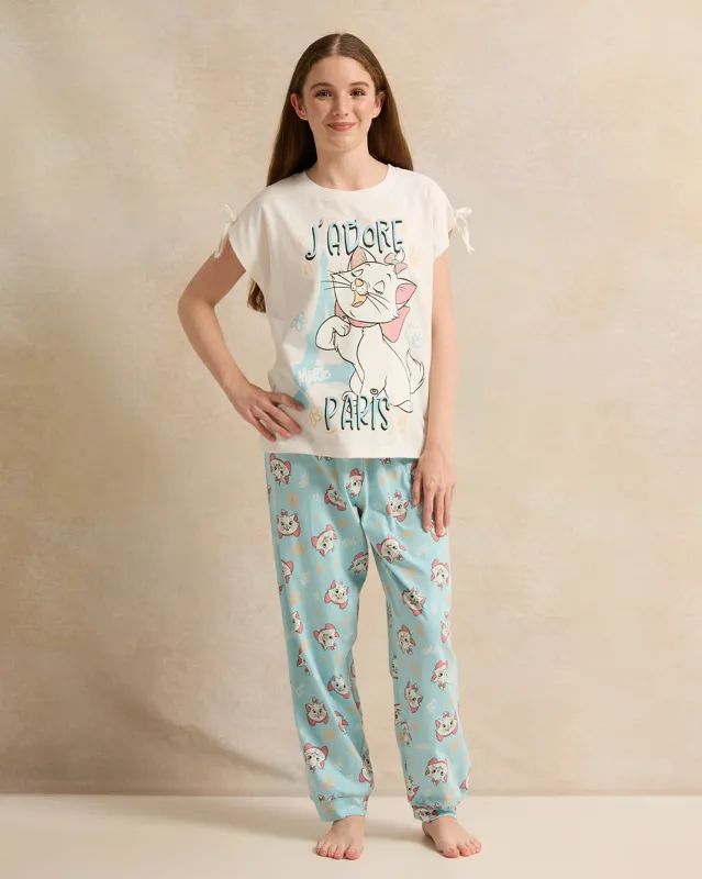 Senior Girls White Printed Pyjama Set (2 Piece) sold by Redtag