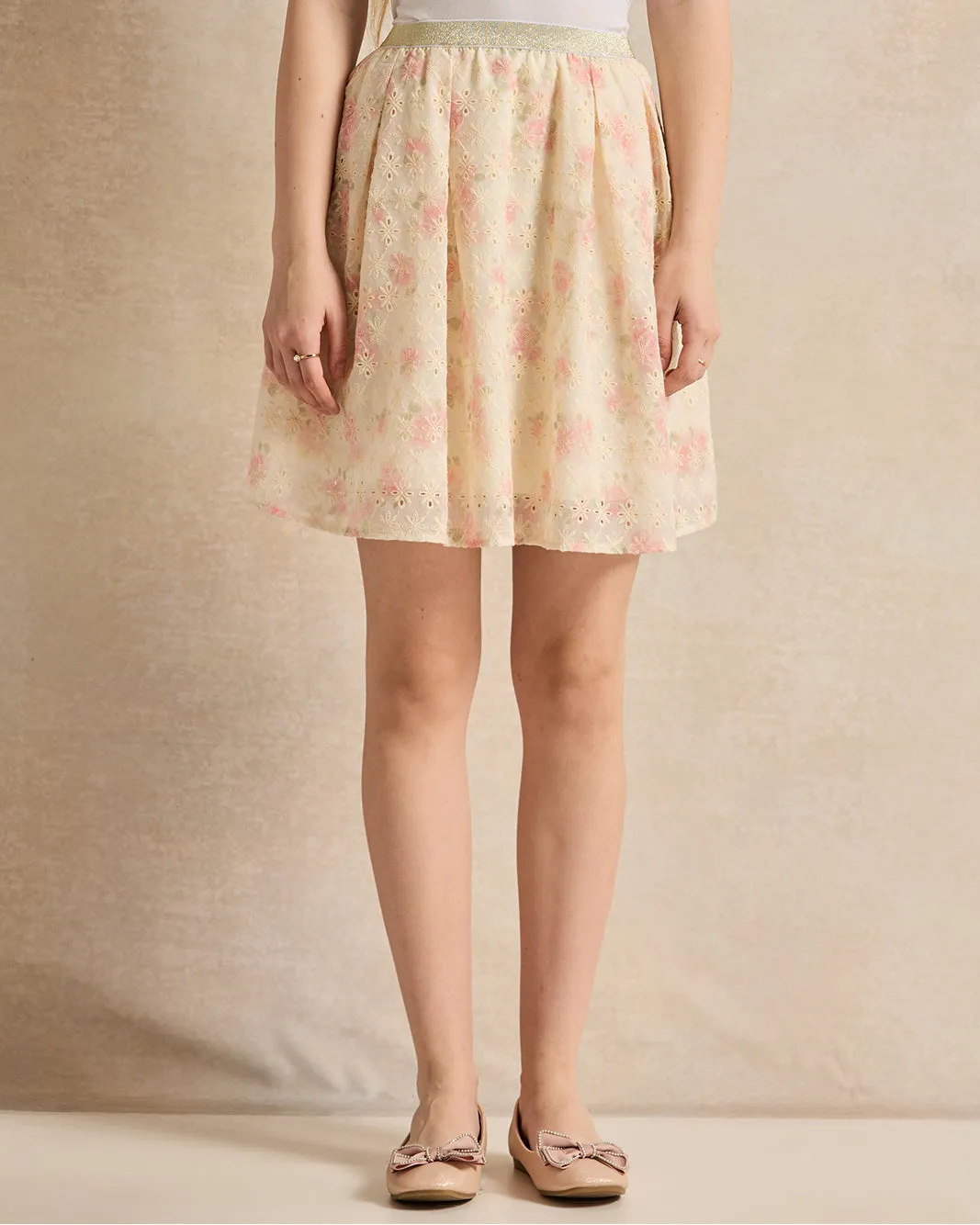 Senior Girls Cream Embellished Skirt sold by Redtag