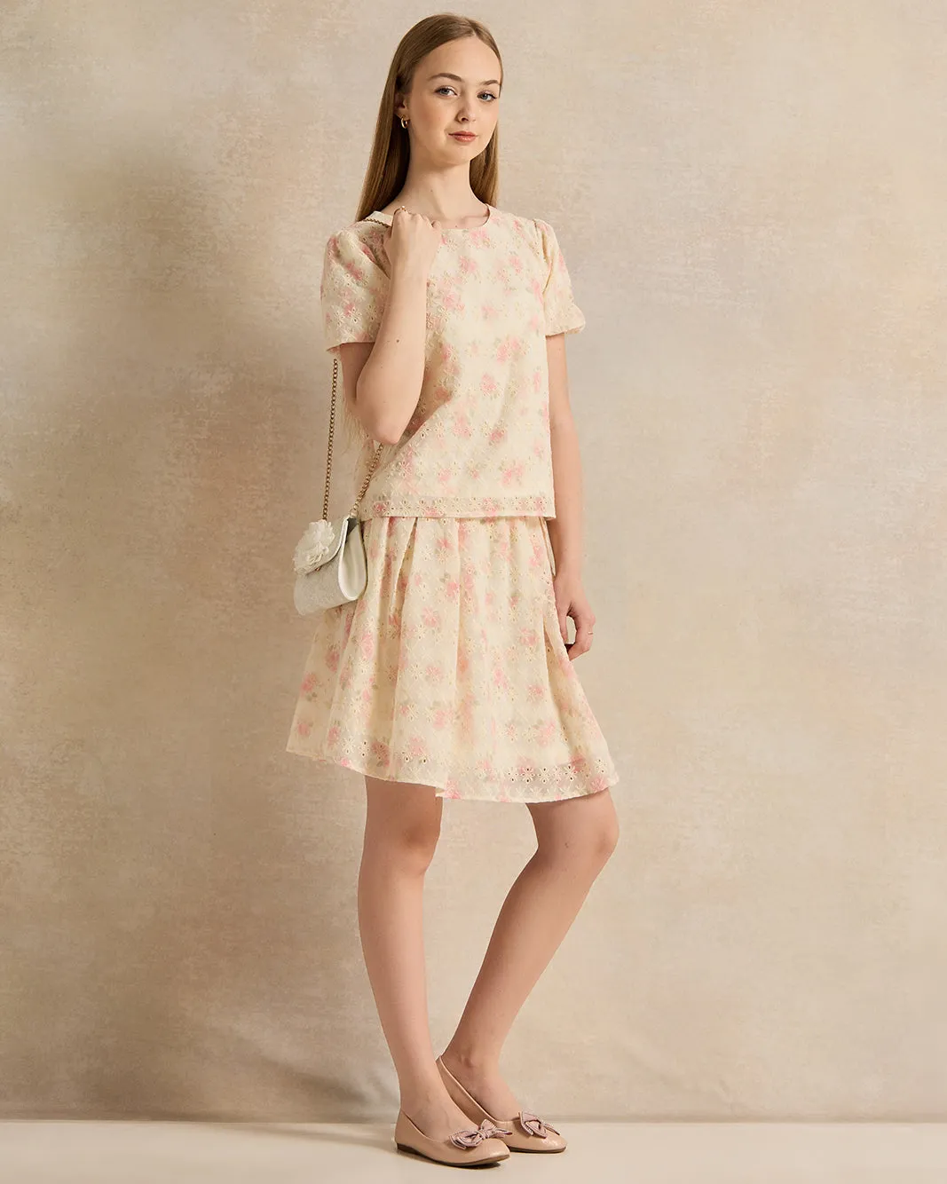 Senior Girls Cream Embellished Skirt sold by Redtag product image thumbnail 2