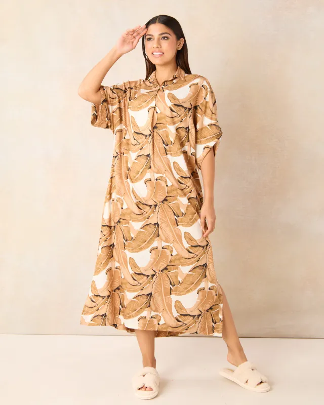 Women Brown Printed Nightgown sold by Redtag