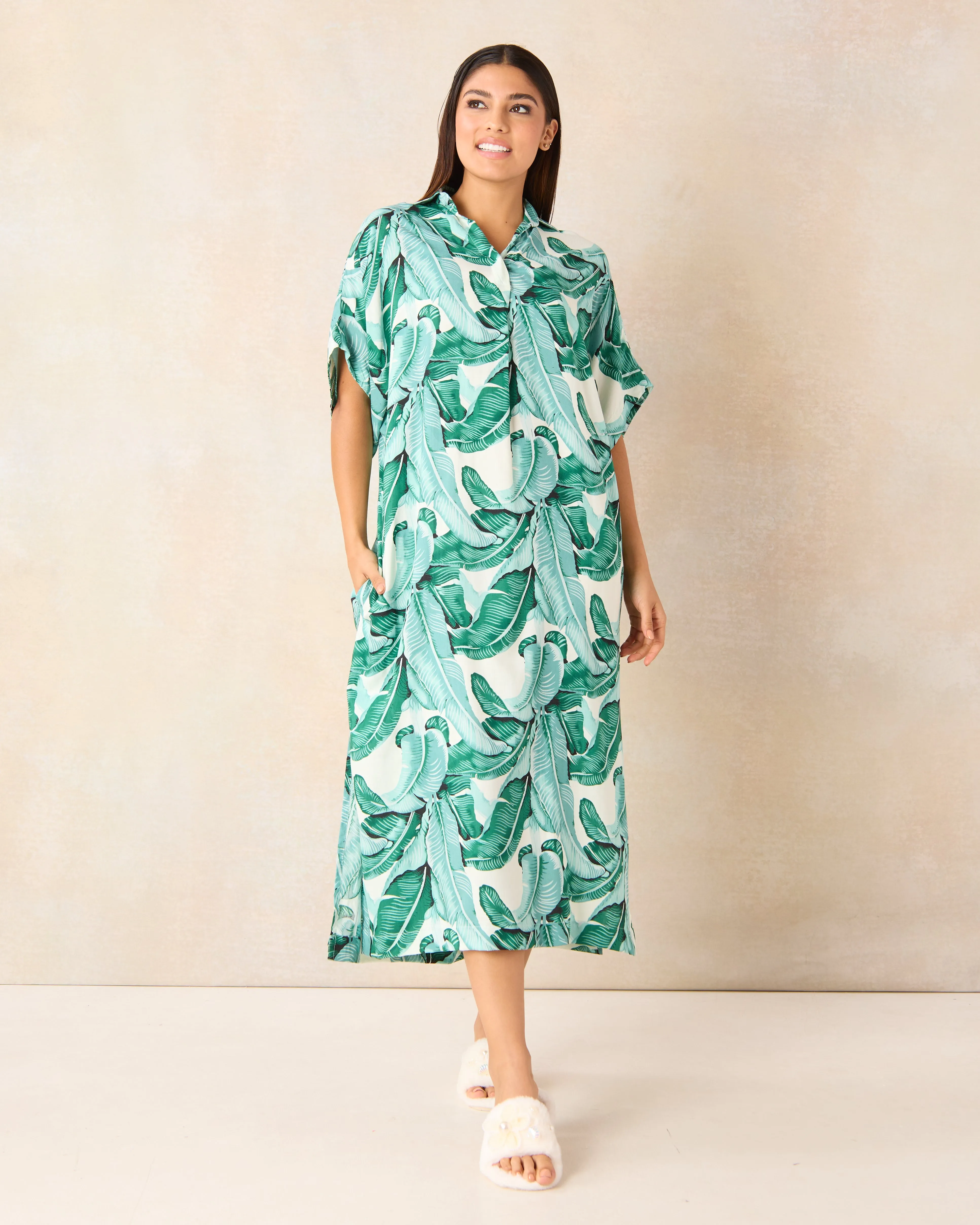 Women Blue Printed Nightgown sold by Redtag