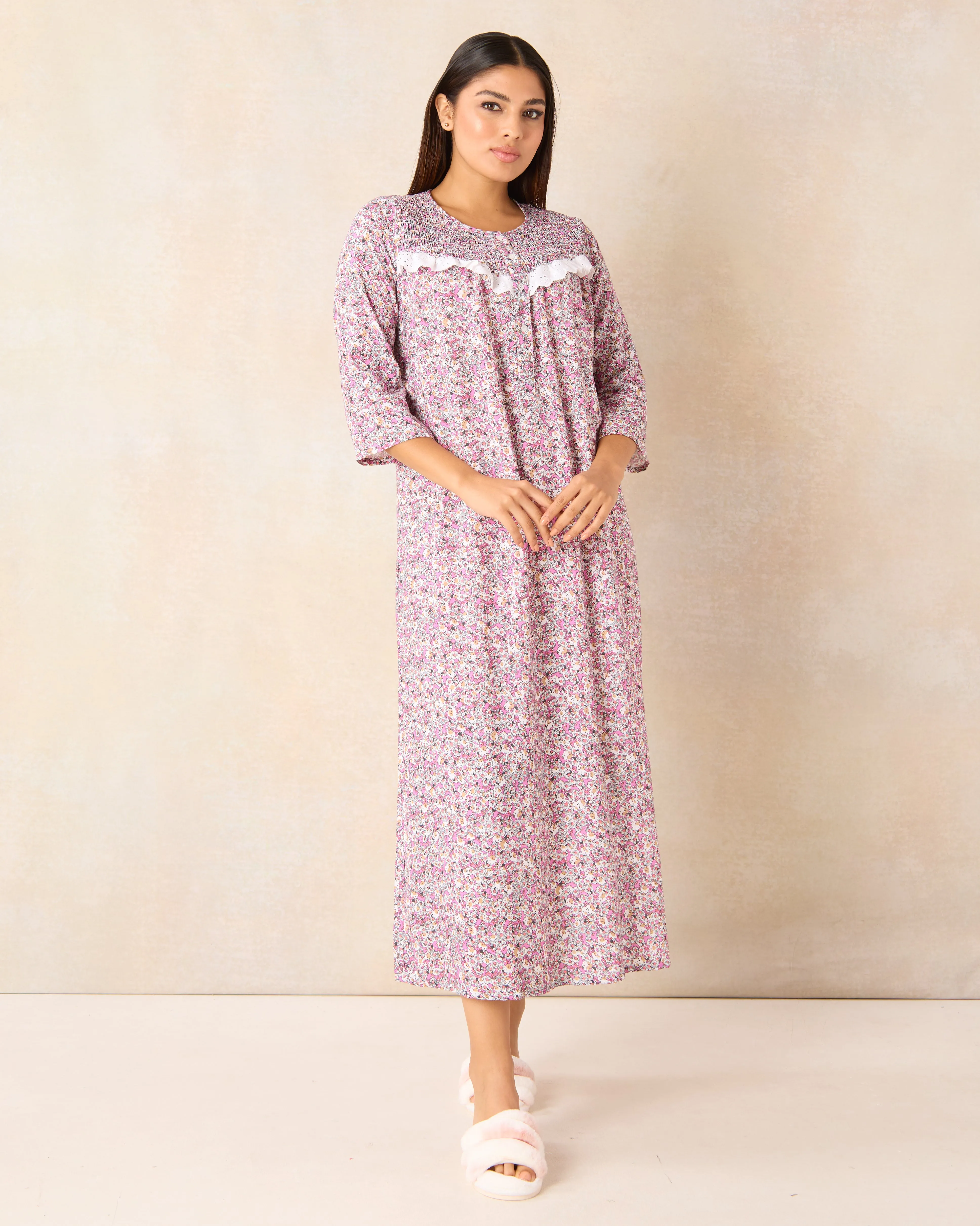 Women Lilac Printed Nightgown sold by Redtag