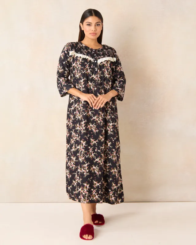 Women Black Printed Nightgown sold by Redtag