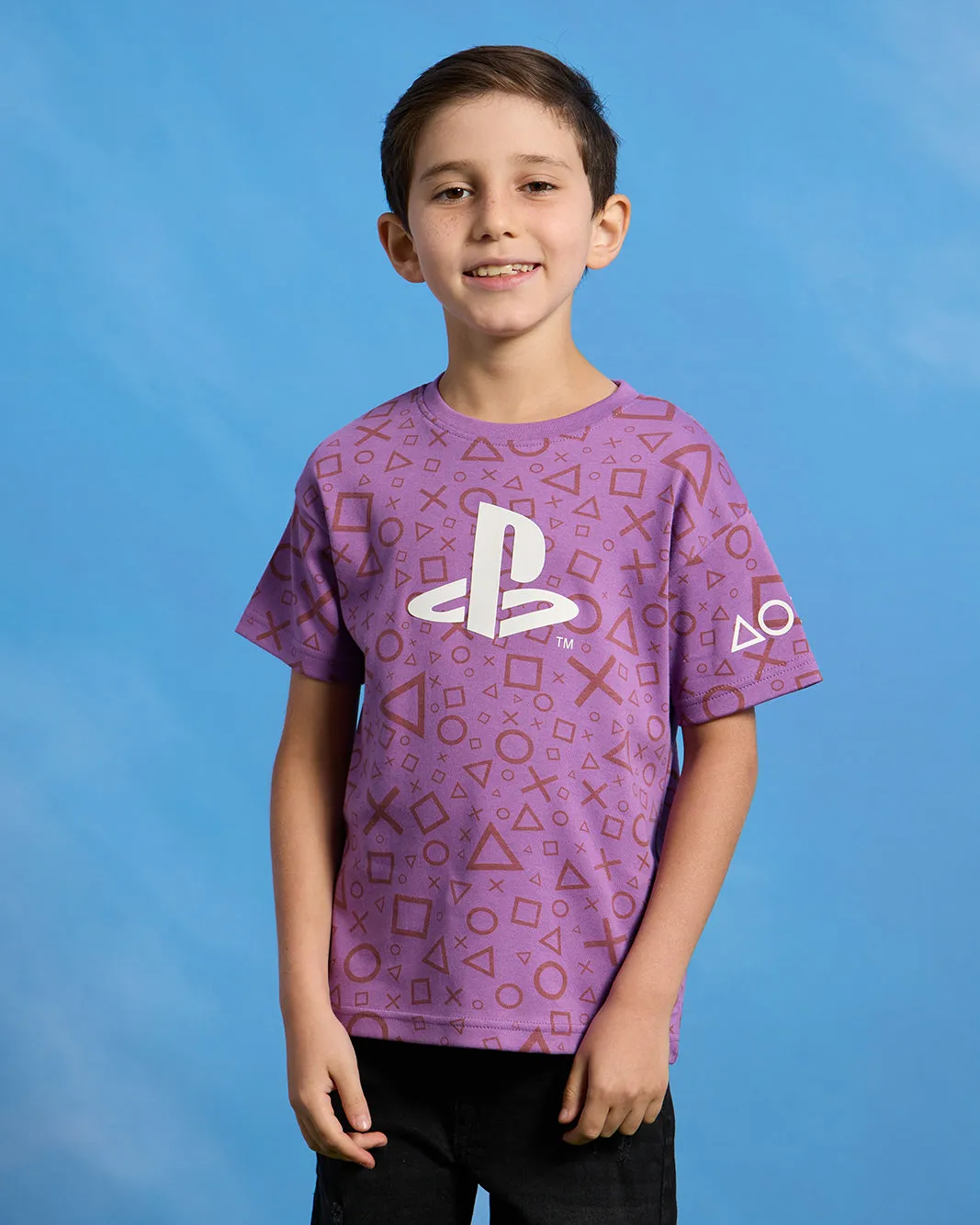Boys Purple Playstation Print T-Shirt sold by Redtag
