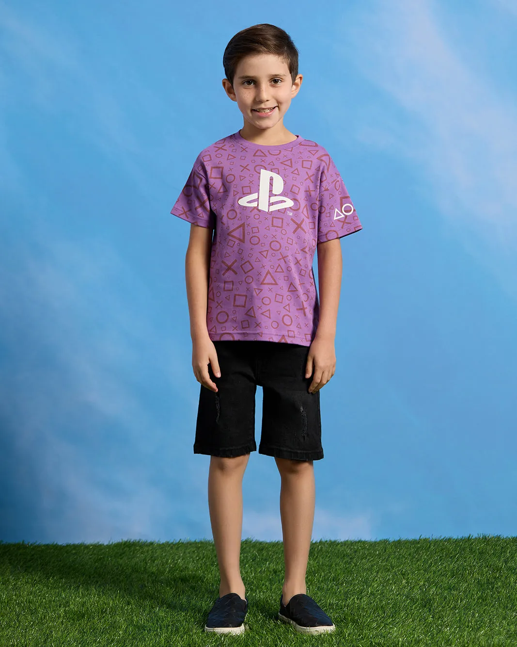 Boys Purple Playstation Print T-Shirt sold by Redtag product image thumbnail 2