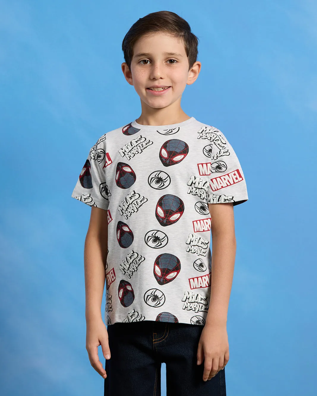 Boys Grey Spiderman Print Short Sleeve T-Shirt sold by Redtag
