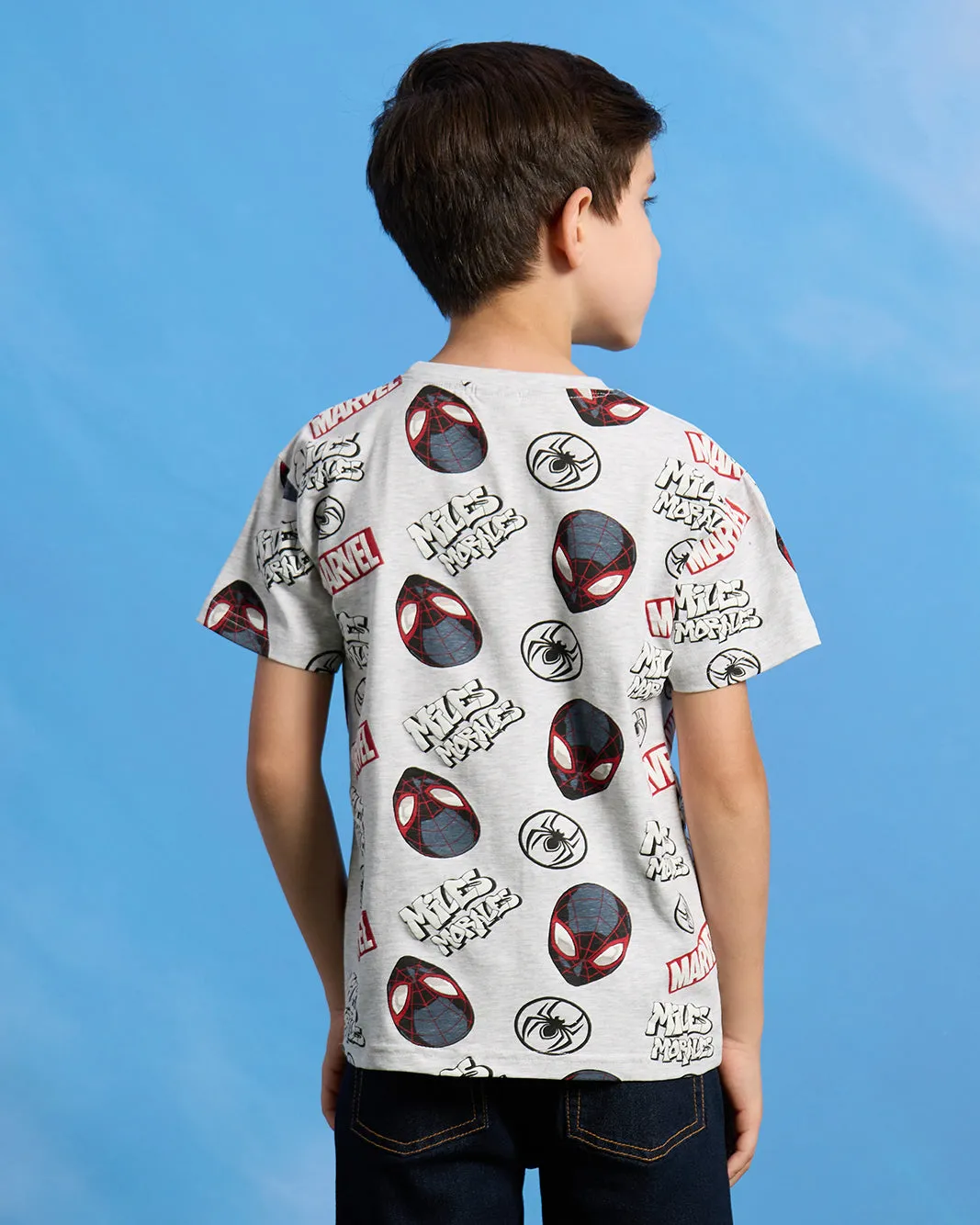 Boys Grey Spiderman Print Short Sleeve T-Shirt sold by Redtag product image thumbnail 3