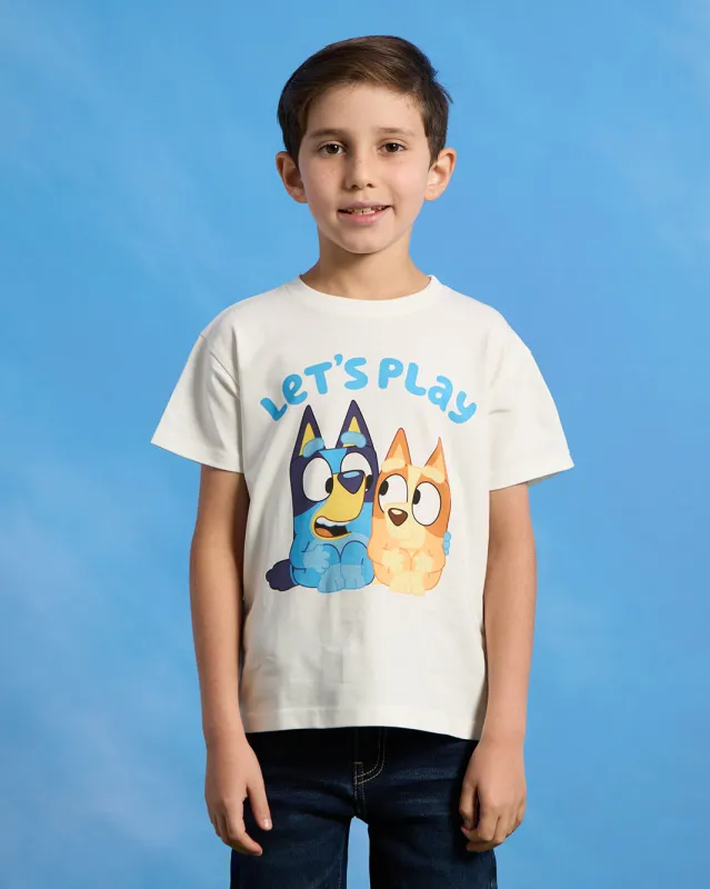 Boys White Bluey Print Short Sleeve T-Shirt sold by Redtag
