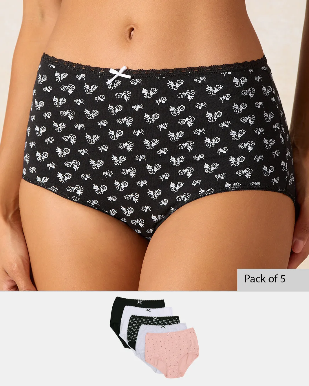 Women Assorted Printed Mama Brief Set (Pack of 5) sold by Redtag