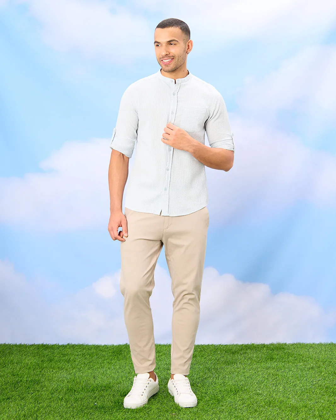 Men Blue Seersucker Shirt sold by Redtag product image thumbnail 2