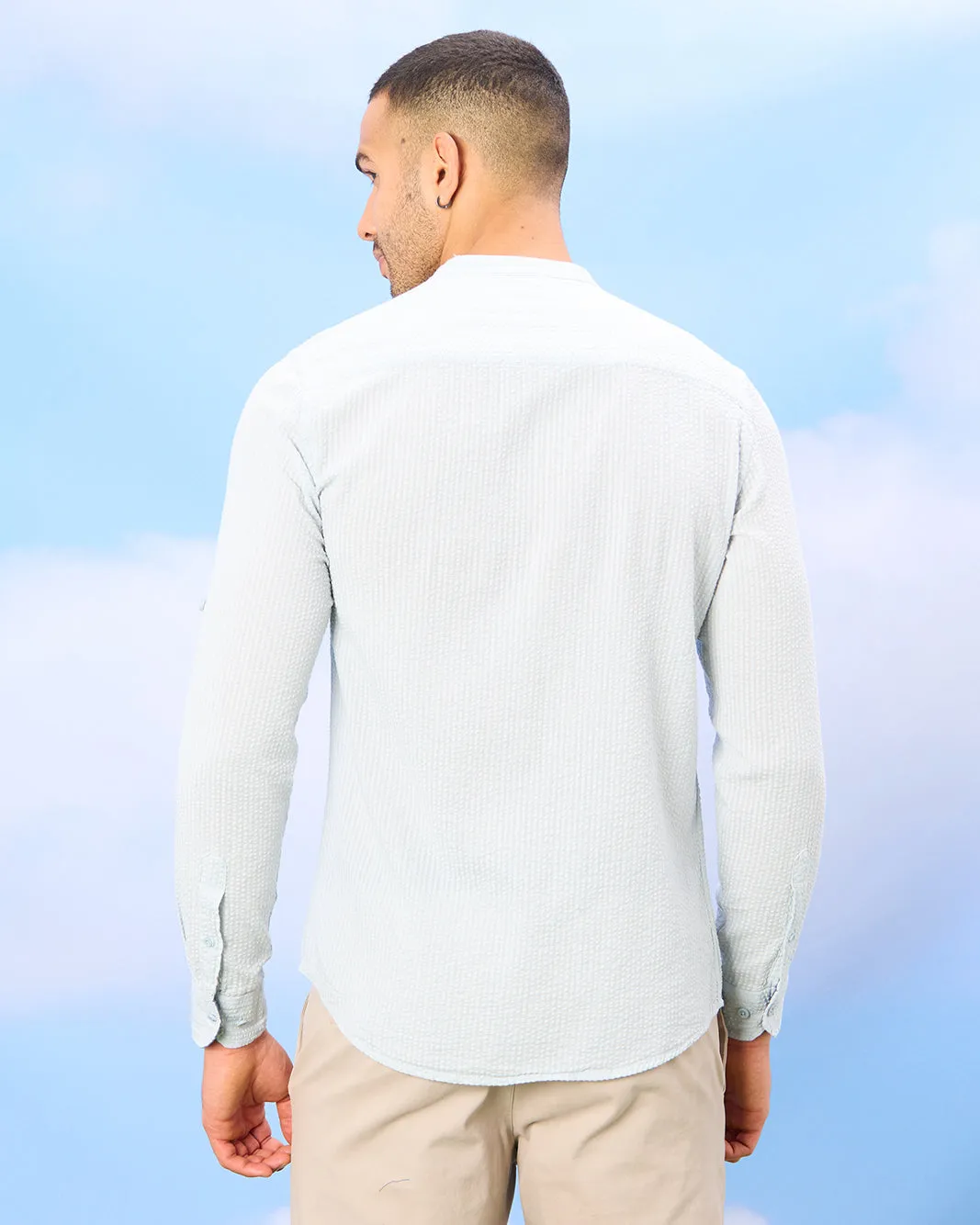 Men Blue Seersucker Shirt sold by Redtag product image thumbnail 3