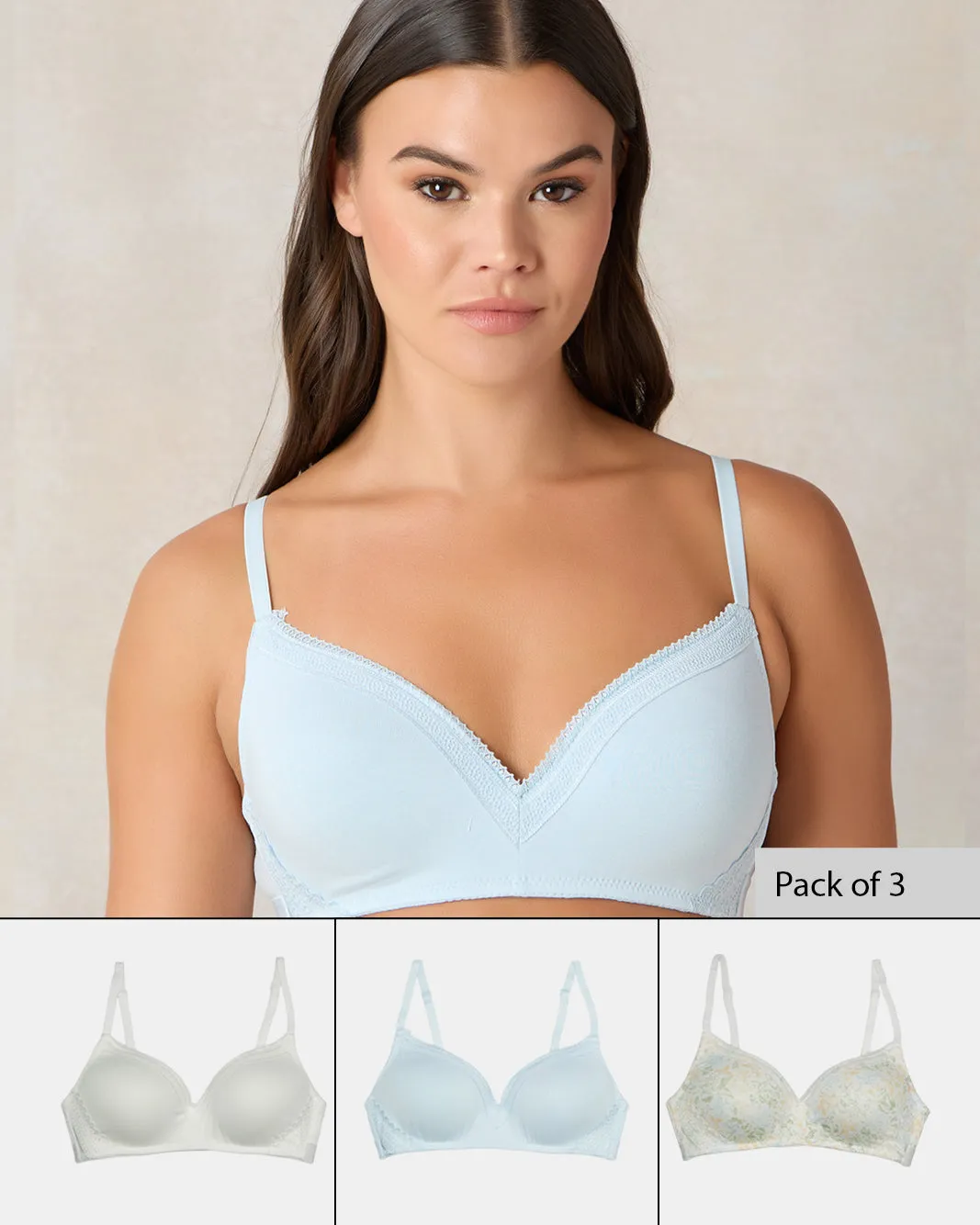 Women Assorted Padded Non Wired Bra Set (Pack of 3) sold by Redtag