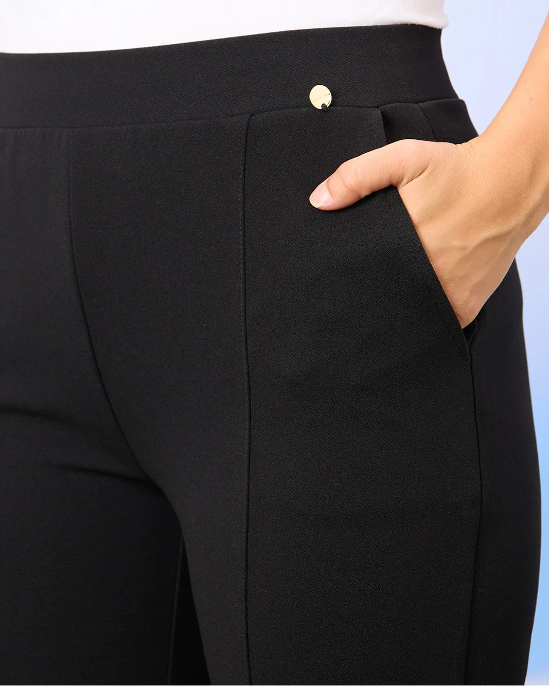 Women Black Flared Trousers sold by Redtag product image thumbnail 4