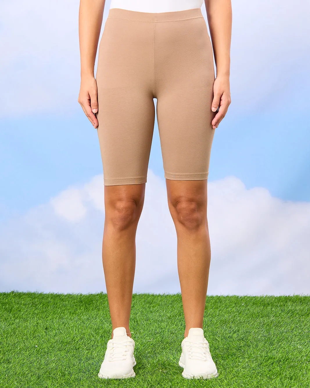 Women Taupe Biker Shorts sold by Redtag