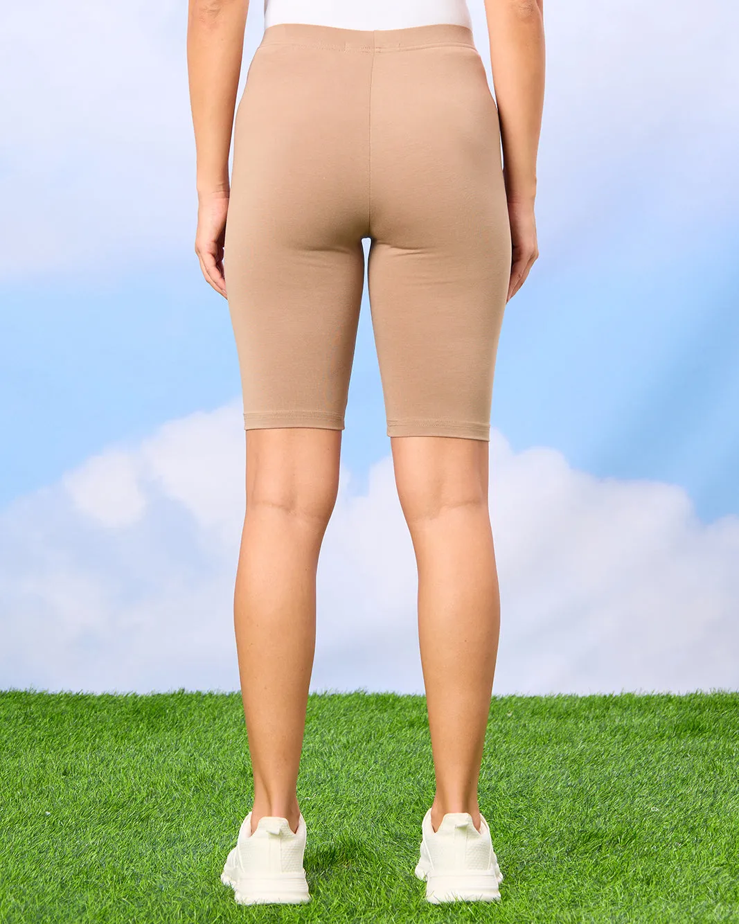 Women Taupe Biker Shorts sold by Redtag product image thumbnail 3