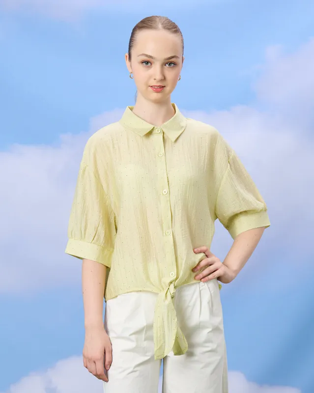 Senior Girls Yellow Shirt With Studs sold by Redtag