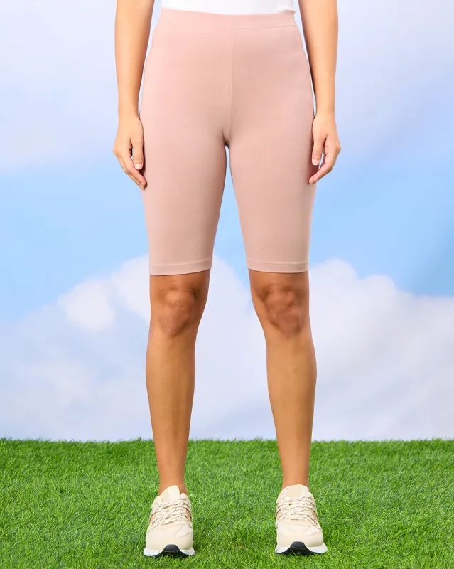 Women Pink Solid Biker Shorts sold by Redtag