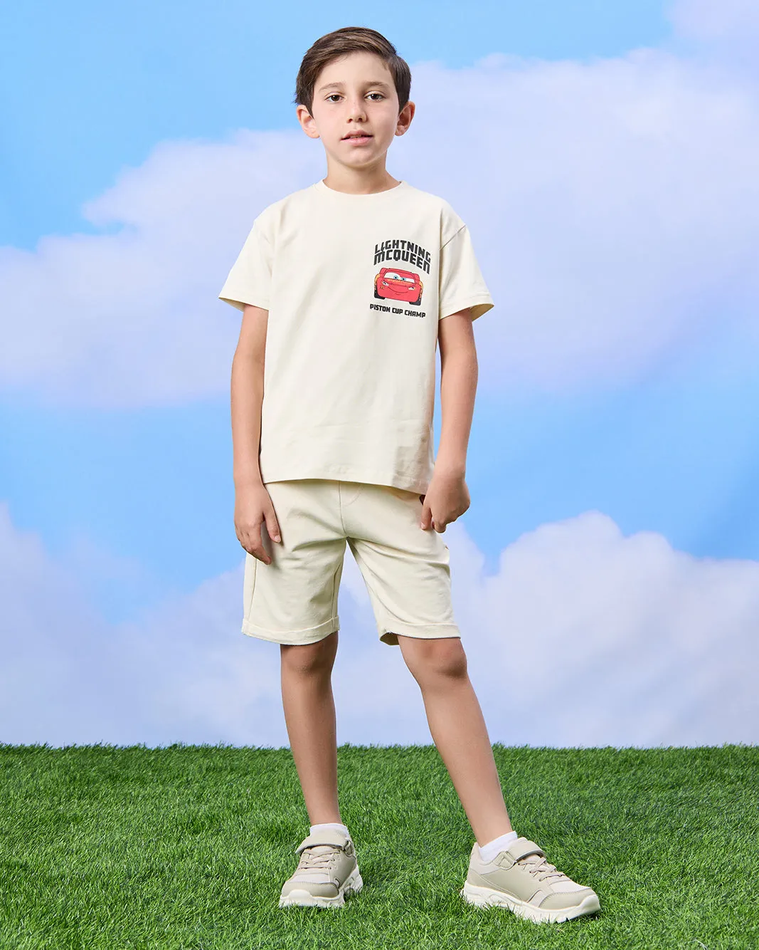 Boys Cream Elasticated Waist Active Shorts sold by Redtag product image thumbnail 2