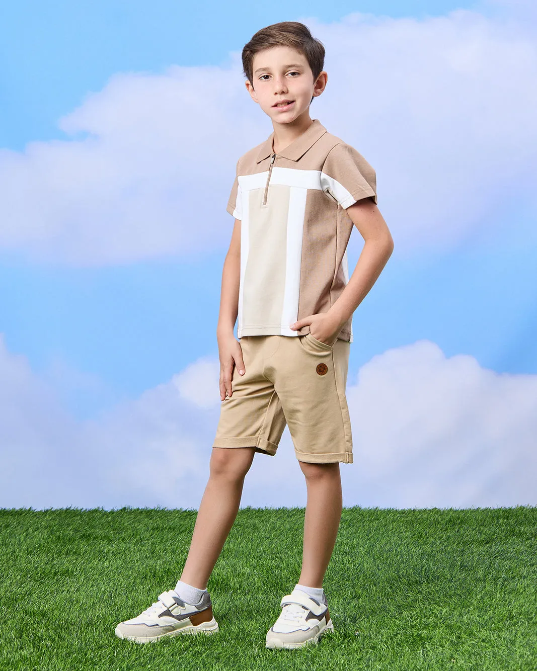 Boys Beige Elasticated Waist Active Shorts sold by Redtag product image thumbnail 2