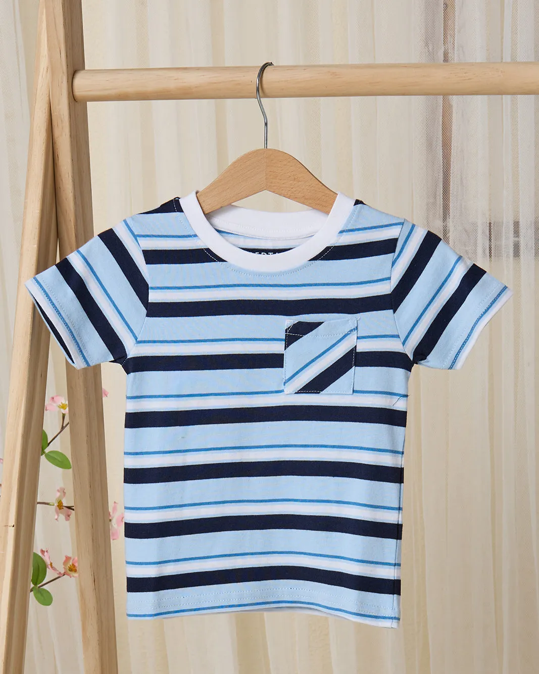 Infant Boys Blue And Navy Striped T-Shirt sold by Redtag
