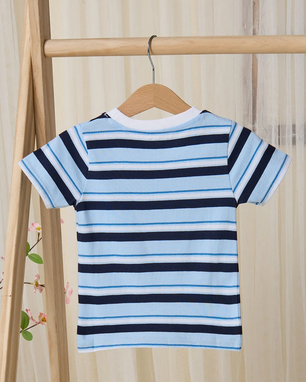 Infant Boys Blue And Navy Striped T-Shirt sold by Redtag product image thumbnail 4