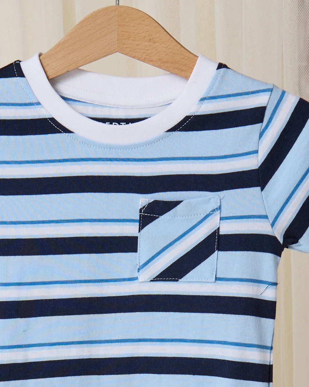 Infant Boys Blue And Navy Striped T-Shirt sold by Redtag product image thumbnail 2