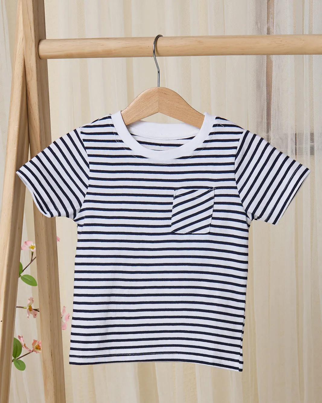 Infant Boys White And Navy Striped T-Shirt sold by Redtag