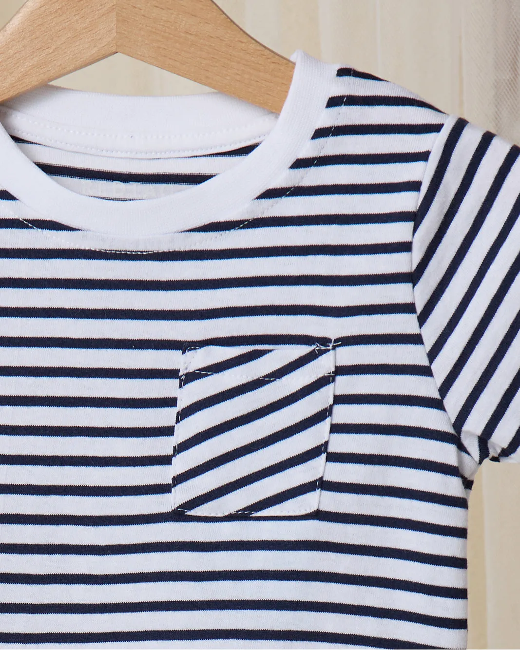 Infant Boys White And Navy Striped T-Shirt sold by Redtag product image thumbnail 2