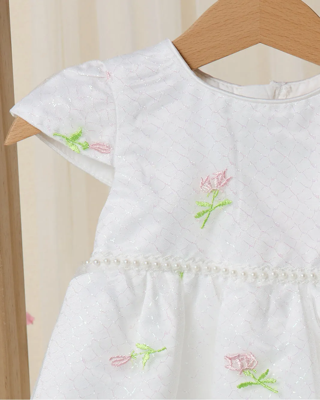 Infant Girls White Lurex Embroidered Mesh Dress sold by Redtag product image thumbnail 2